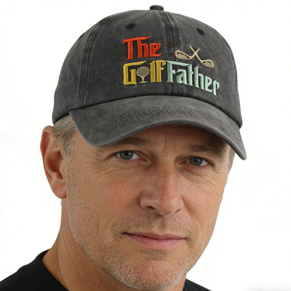 Golf Father Hat for Men, Adjustable Embroidered Wash Cotton Baseball Cap - Image 2