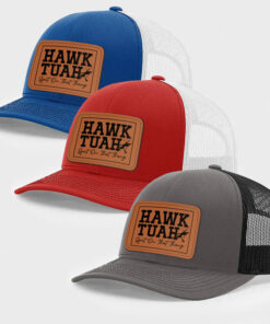 Alternative view of Hawk Tuah Spit On That Thang Trending Hat, Personalized Trucker Leather Patch Hat, Election 2024
