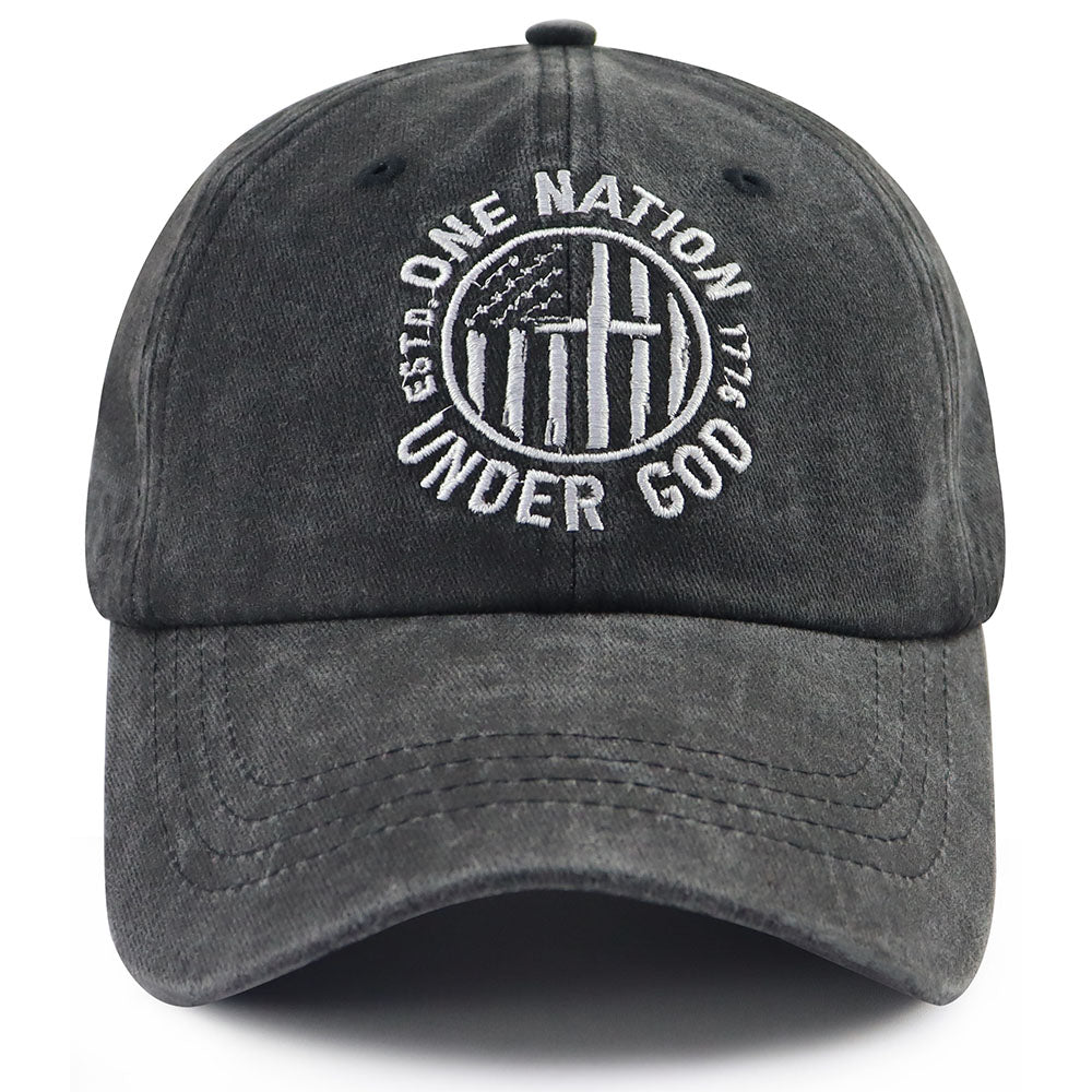 2Pcs One Nation under God Baseball Cap for Women Men, Adjustable Embroidered Wash Cotton Baseball Cap - Image 5
