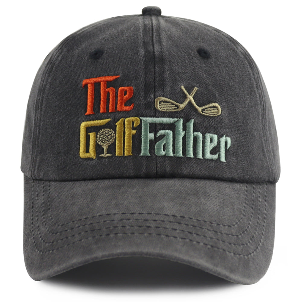 Golf Father Hat for Men, Adjustable Embroidered Wash Cotton Baseball Cap - Image 3