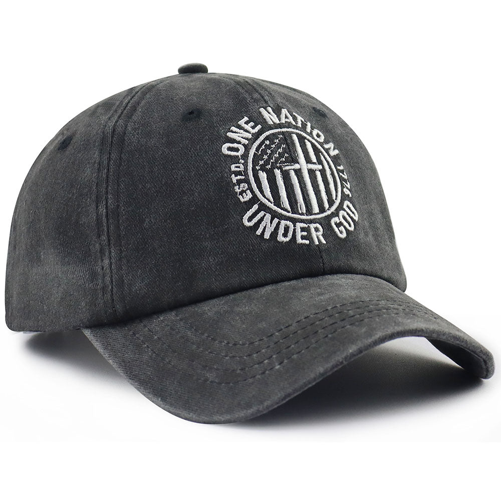 2Pcs One Nation under God Baseball Cap for Women Men, Adjustable Embroidered Wash Cotton Baseball Cap - Image 6