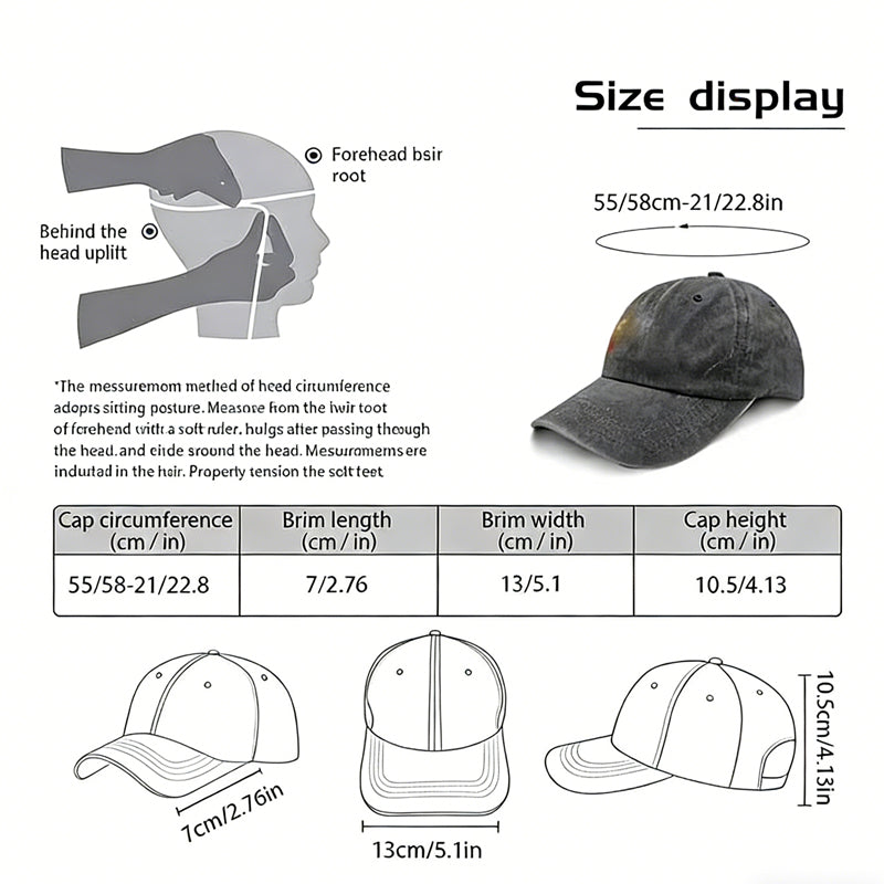 Golf Father Hat for Men, Adjustable Embroidered Wash Cotton Baseball Cap - Image 7