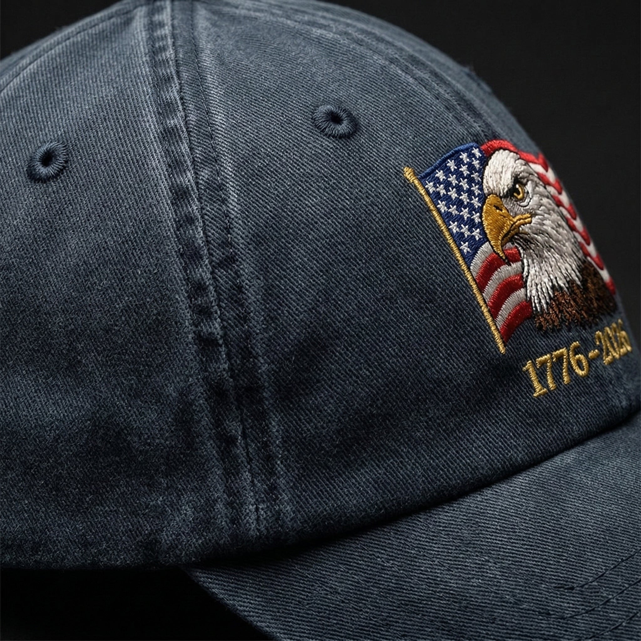 Eagle And American flag 1776–2026 Washed Baseball Cap, Faux Embroidery, Printed Vintage Cotton Twill - Image 6