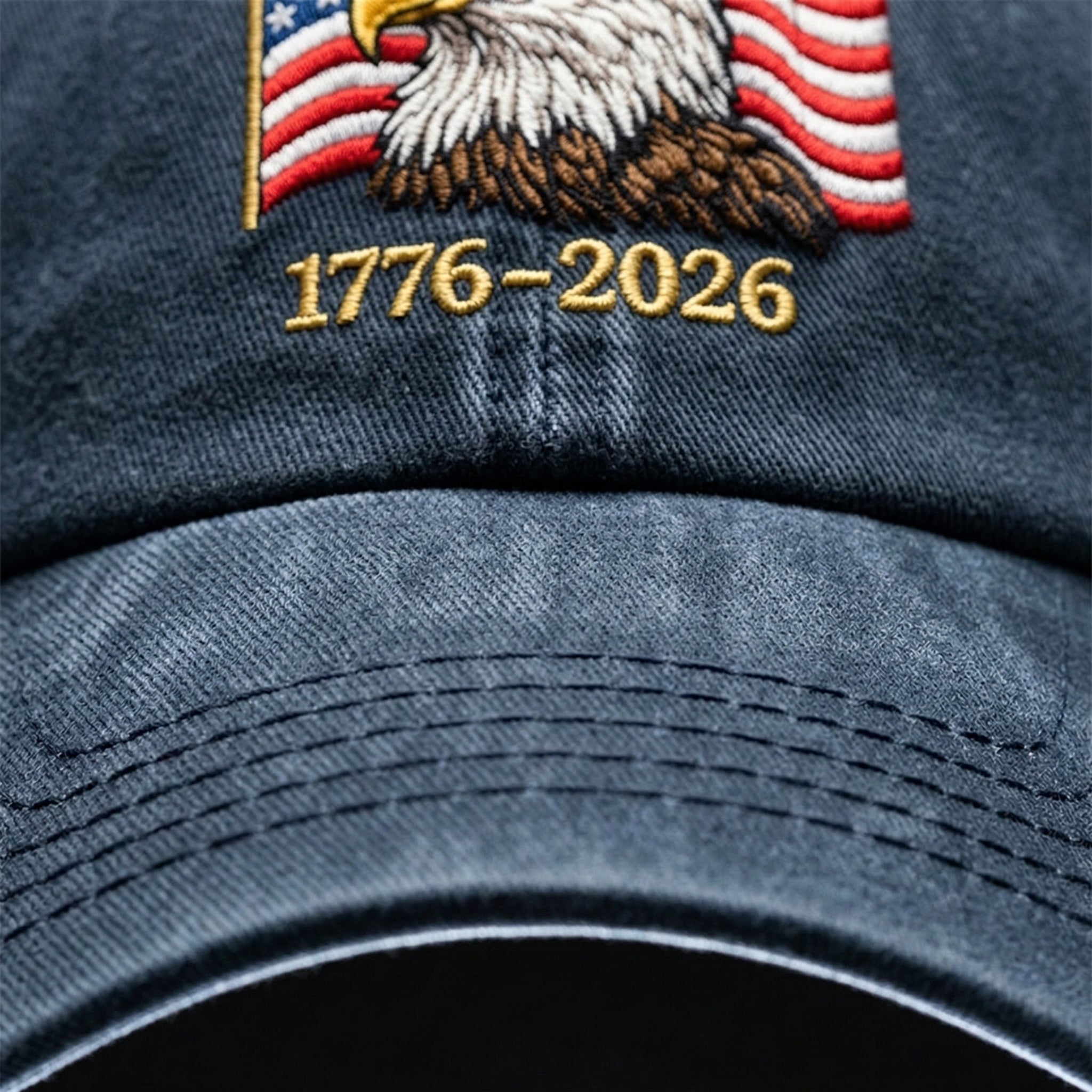 Eagle And American flag 1776–2026 Washed Baseball Cap, Faux Embroidery, Printed Vintage Cotton Twill - Image 11