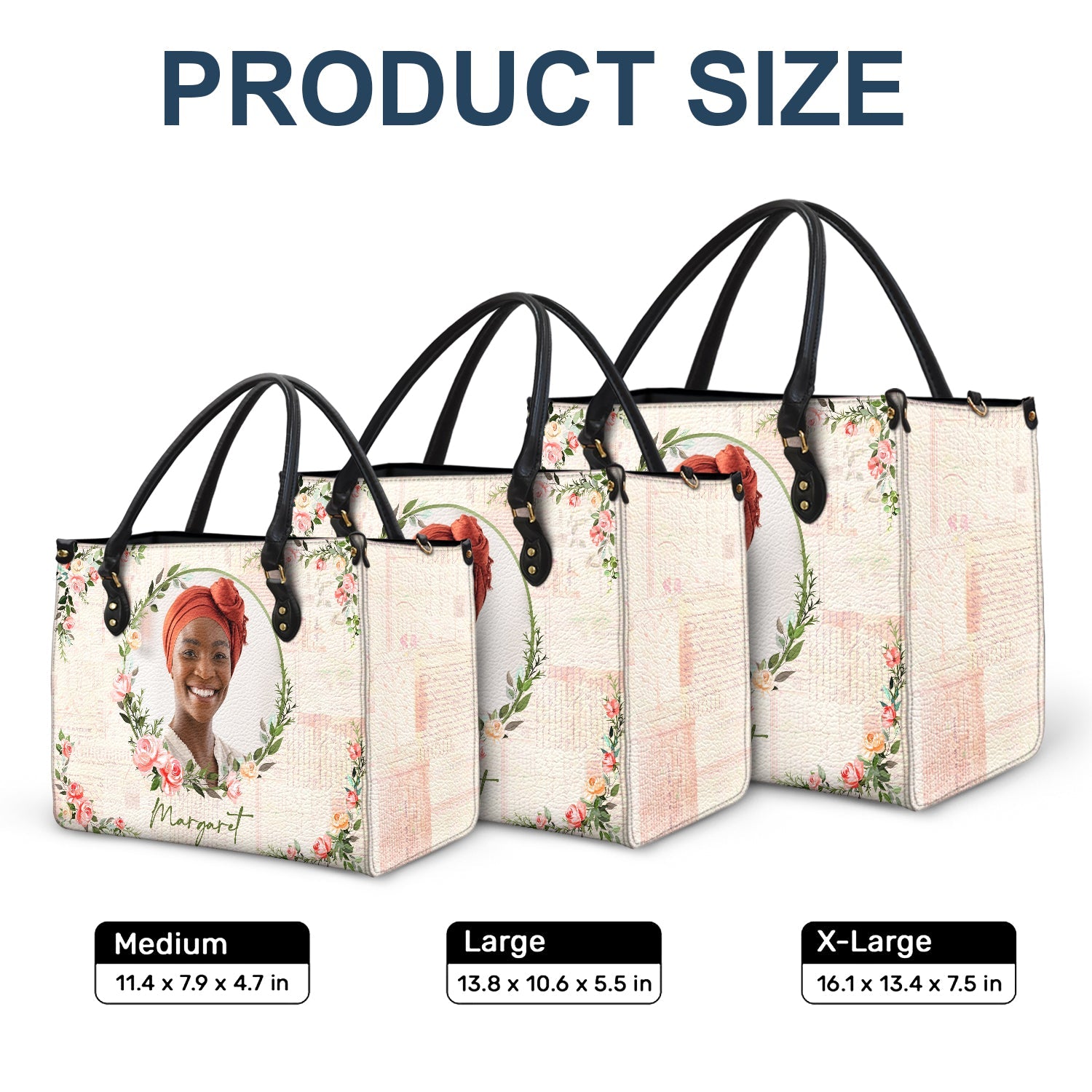 Custom Photo Floral Monogram - Gift For Her - Personalized Leather Bag - Image 5