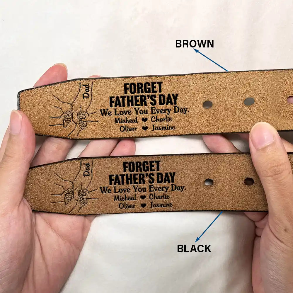 Father We Love You Every Day - Personalized Engraved Leather Belt - Image 2