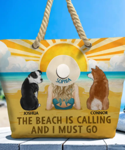 The Beach Is Calling And I Must Go Dog Cat - Personalized Beach Bag