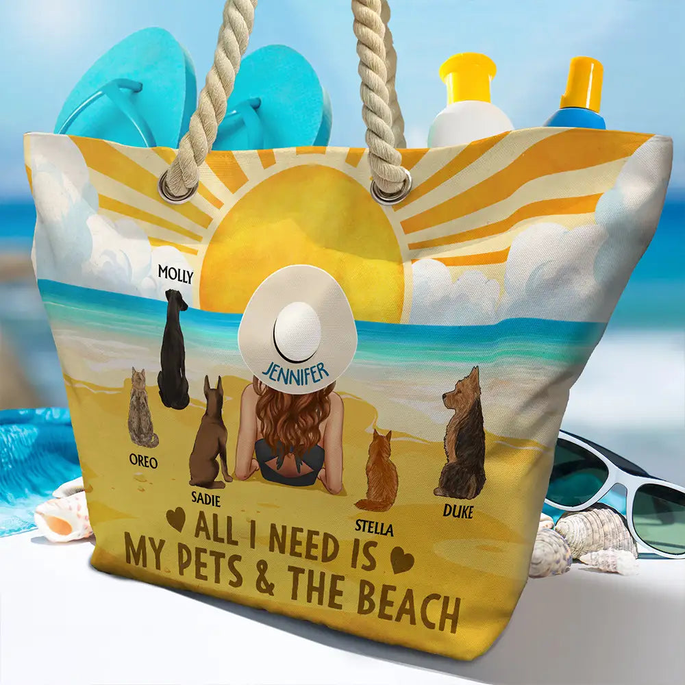 The Beach Is Calling And I Must Go Dog Cat - Personalized Beach Bag - Image 4