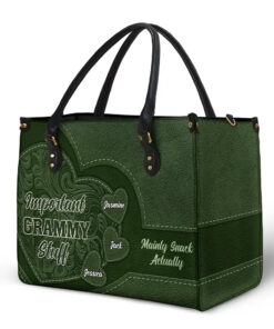 Alternative view of Important Nana Stuff - Personalized Leather Bag
