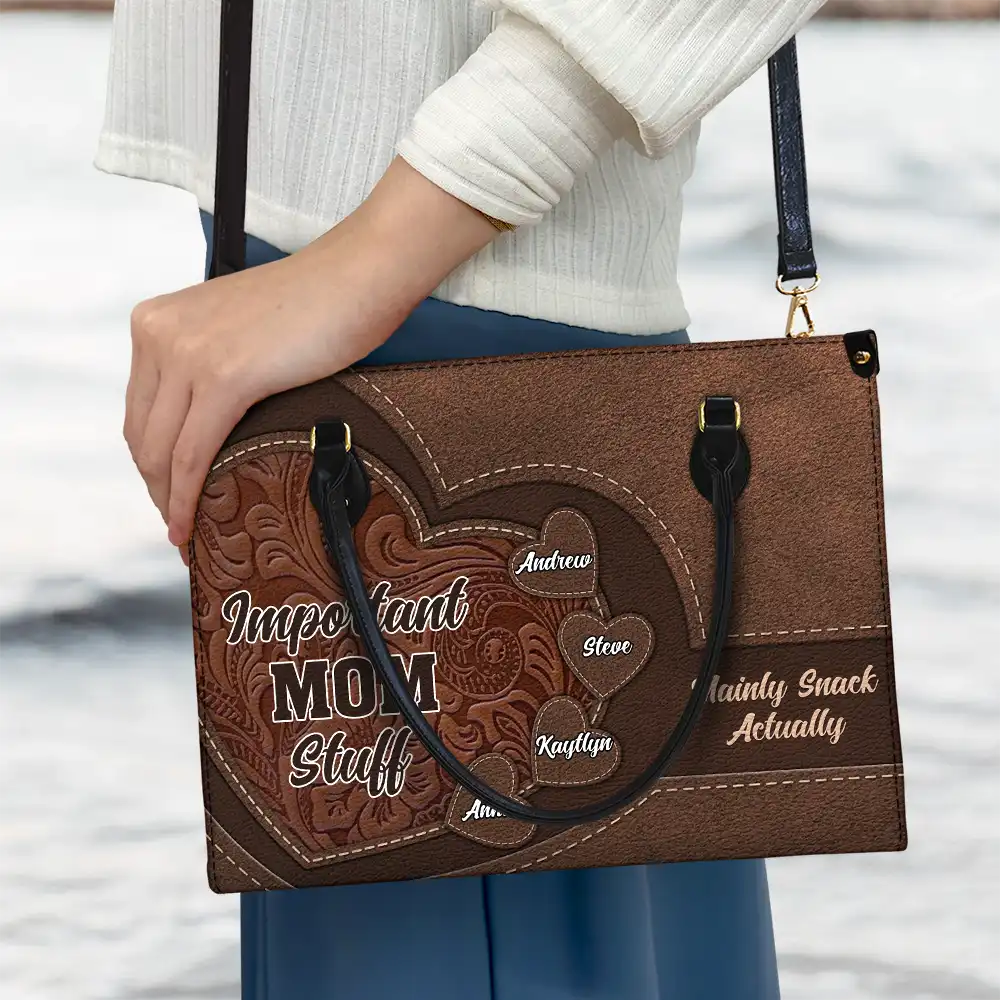 Important Nana Stuff - Personalized Leather Bag - Image 3