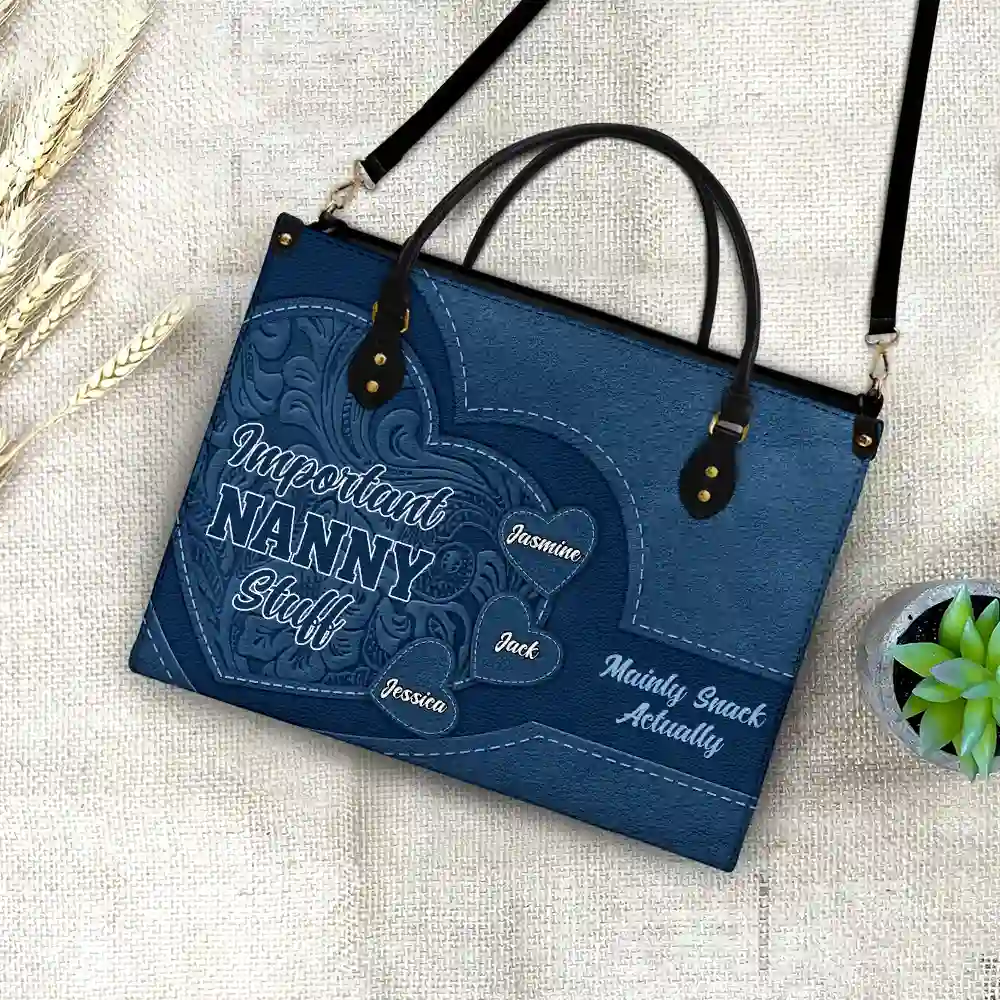 Important Nana Stuff - Personalized Leather Bag - Image 4