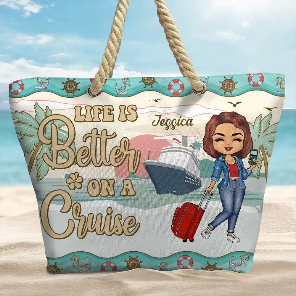 Just A Girl Who Loves Cruising - Personalized Beach Bag - Image 2