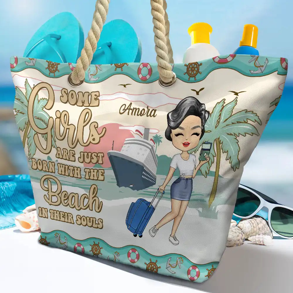 Just A Girl Who Loves Cruising - Personalized Beach Bag - Image 4