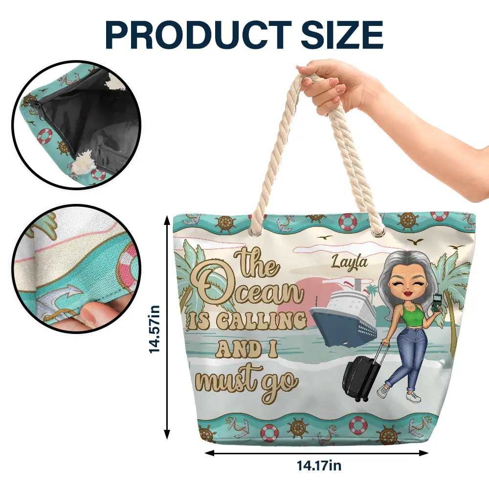 Just A Girl Who Loves Cruising - Personalized Beach Bag - Image 5