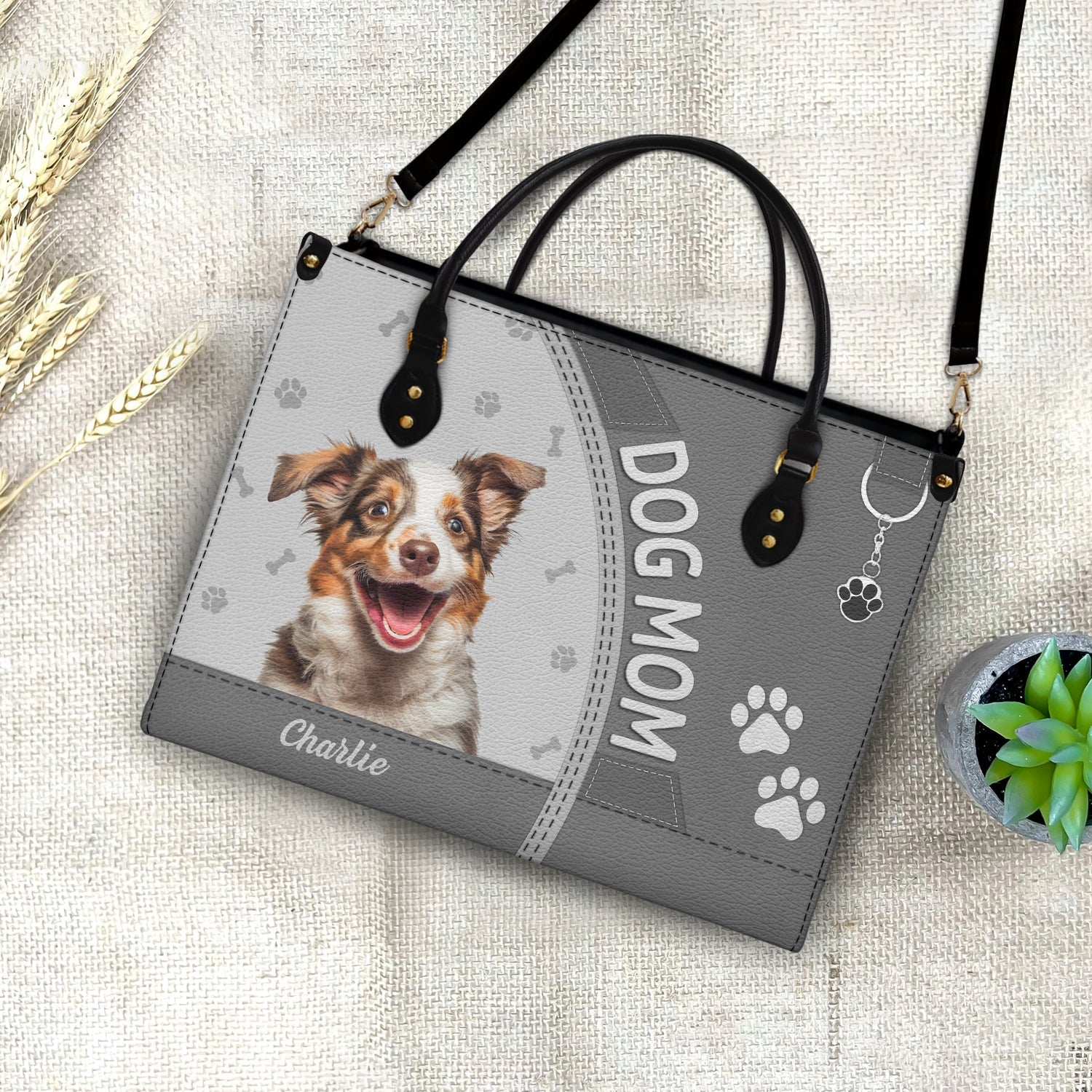 Custom Photo Dog Cat Mom - Gift For Cat Mom, Dog Mom, Pet Lovers - Personalized Leather Bag - Image 4