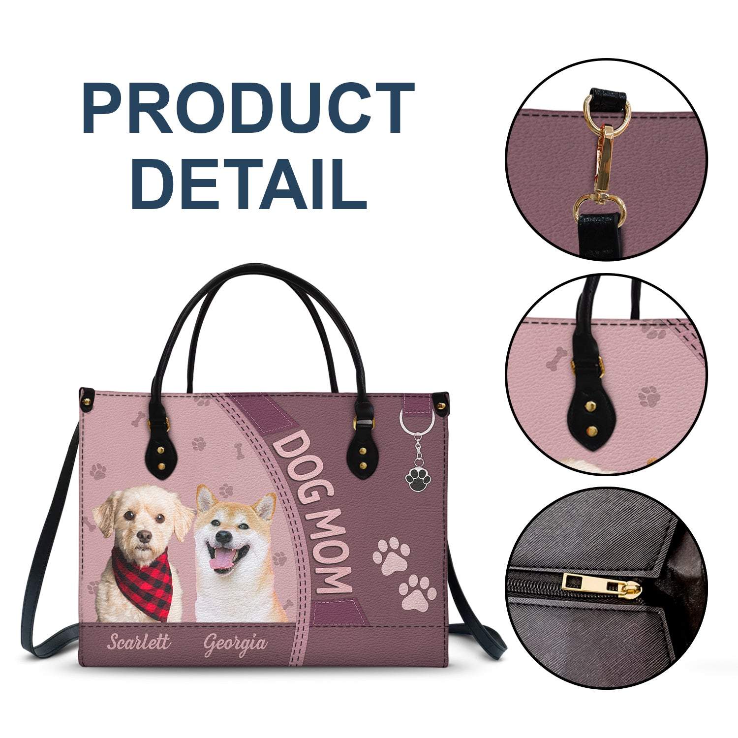 Custom Photo Dog Cat Mom - Gift For Cat Mom, Dog Mom, Pet Lovers - Personalized Leather Bag - Image 7