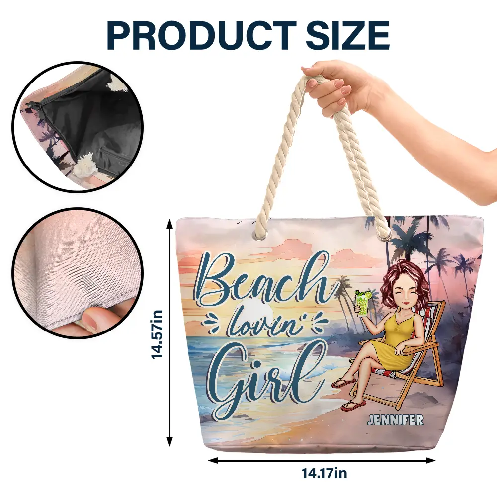 Beach Lovin' Girl - Personalized Beach Bag - Image 5