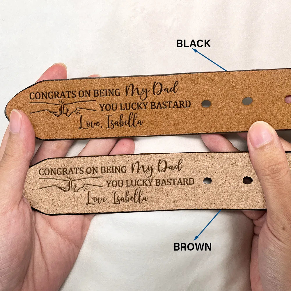Congrats On Being My Brother - Personalized Engraved Leather Belt - Image 2
