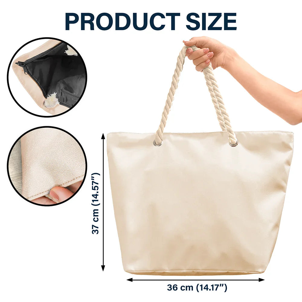 Toile De Jouy World Full Of Grandmas - Personalized Beach Bag - Image 5