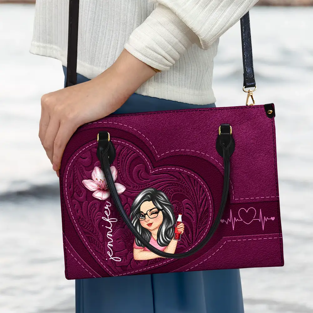 Birth Flowers Bloom Where You're Planted Woman Mom Grandma - Personalized Leather Bag - Image 3