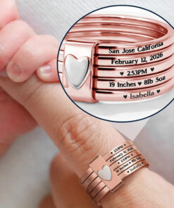 Baby Newborn Information - Personalized Heart Stacking Rings