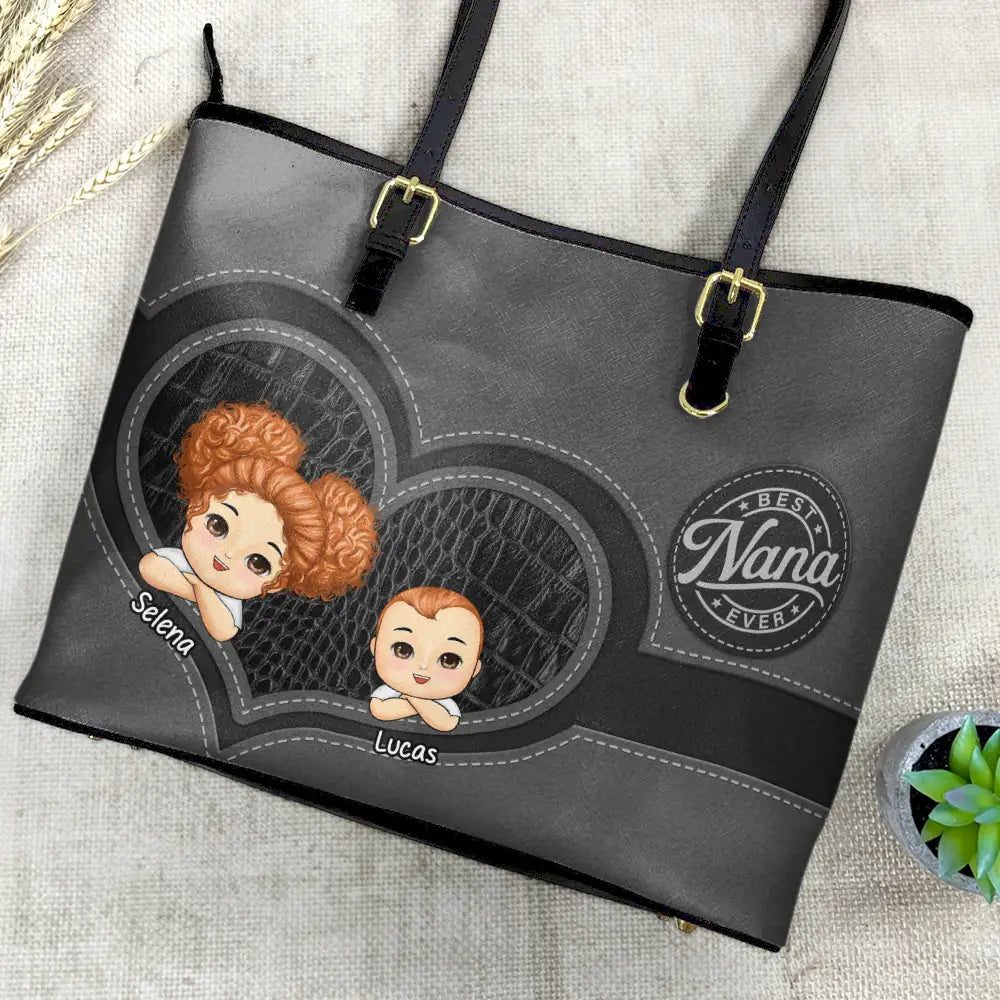 Best Mom Ever - Personalized Leather Tote Bag - Image 4