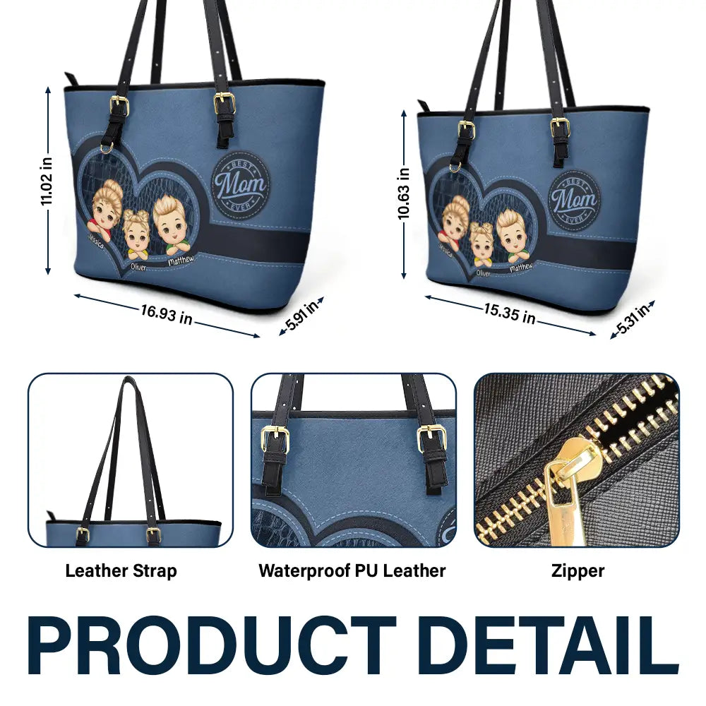 Best Mom Ever - Personalized Leather Tote Bag - Image 6