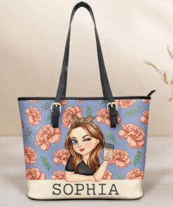 Birth Month Flowers Bloom Where You're Planted Women - Personalized Leather Tote Bag