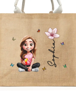 Birth Month Flowers Bloom Women - Personalized Jute Beach Bag