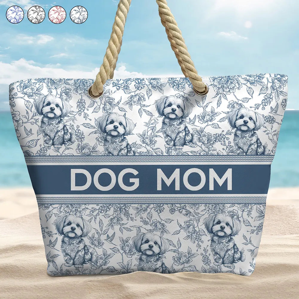 Chinoiserie Toile Dog Cat - Personalized Beach Bag