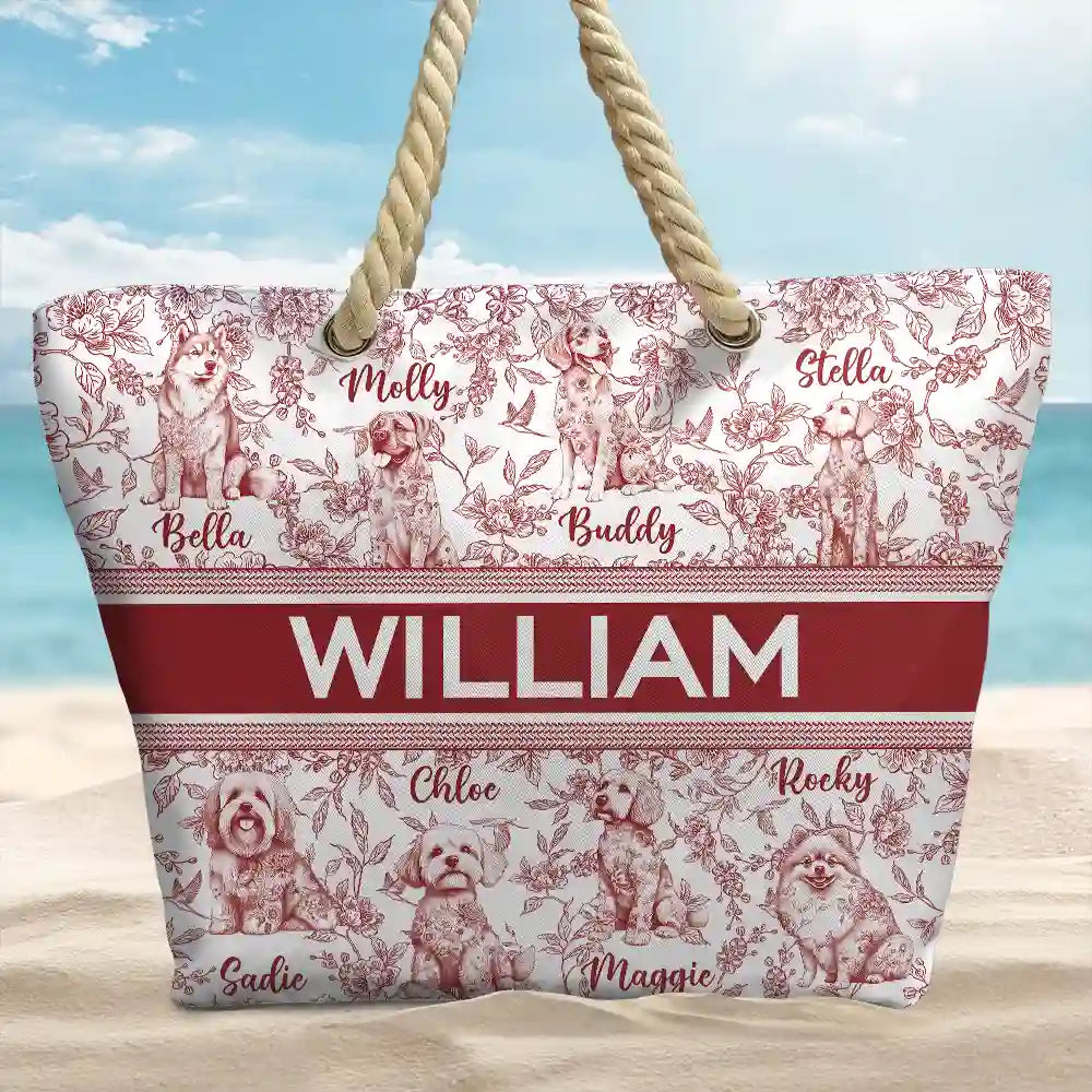 Chinoiserie Toile Dog Mom Cat Mom - Personalized Beach Bag - Image 2