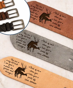 Alternative view of Couple Old Buck Sweet Doe - Personalized Cowhide Leather Belt
