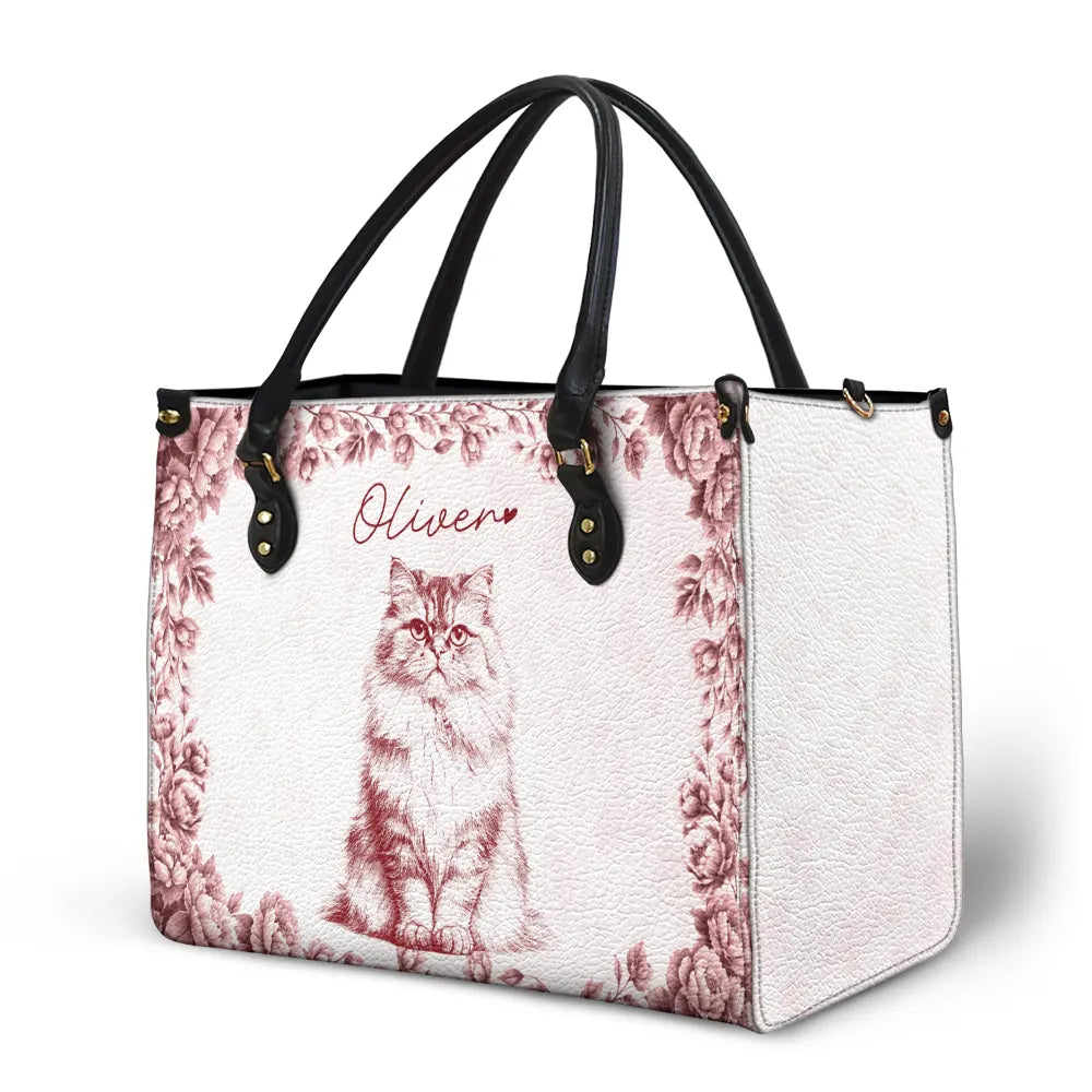 Custom Photo Pencil Sketch Family Dog Cat Portrait - Personalized Leather Bag - Image 3