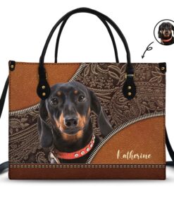 Custom Photo Dog Face - Gift For Pet Lovers - Personalized Leather Bag