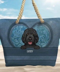 Alternative view of Cute Dogs Aesthetic Pattern - Personalized Beach Bag