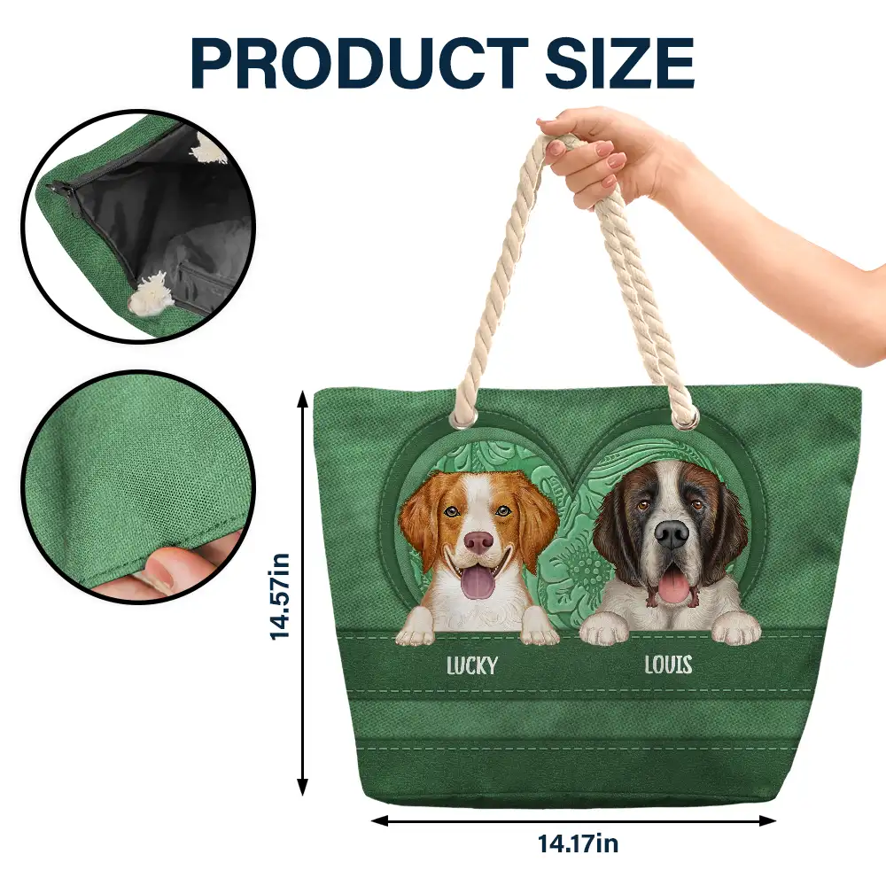 Cute Dogs Aesthetic Pattern - Personalized Beach Bag - Image 5