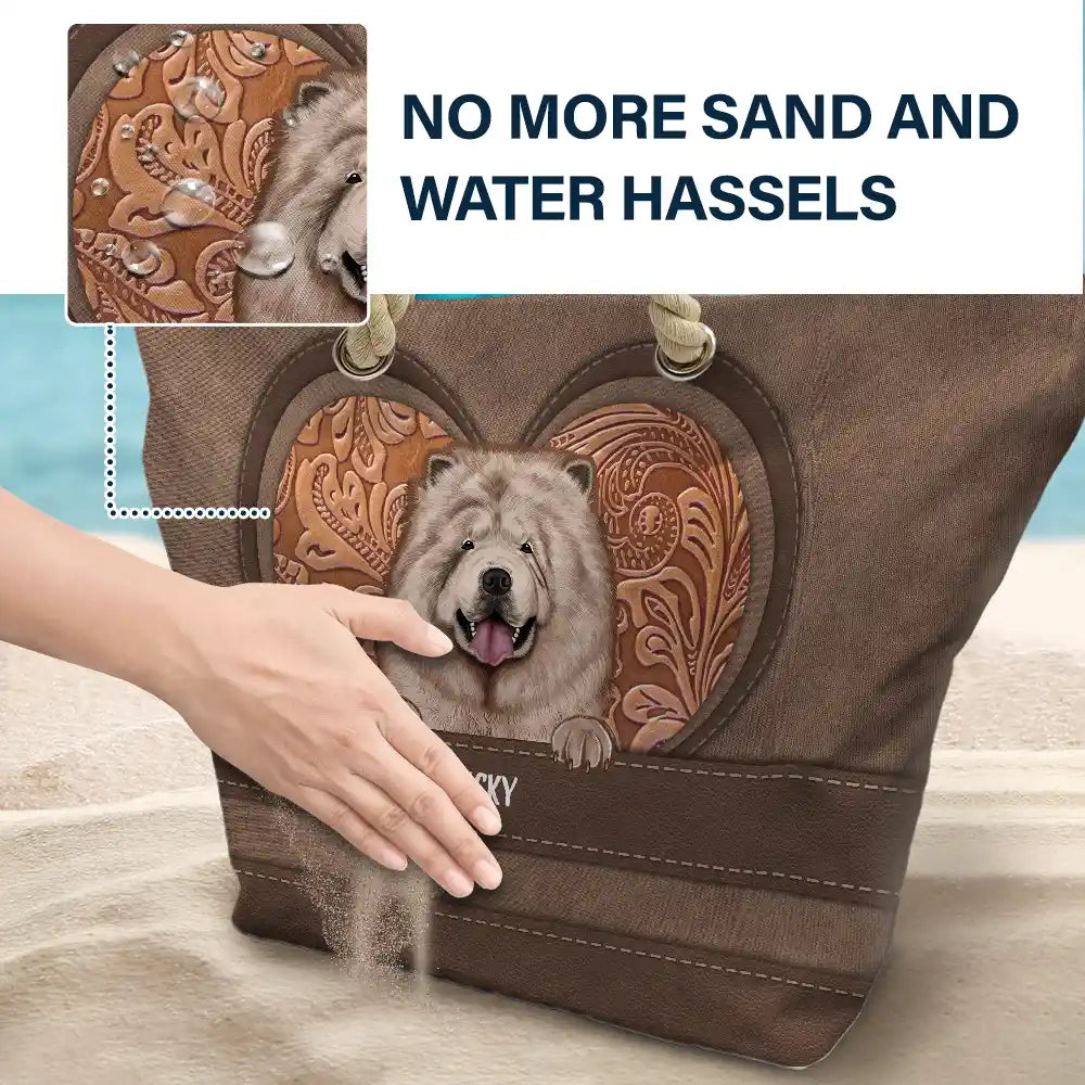 Cute Dogs Aesthetic Pattern - Personalized Beach Bag - Image 6