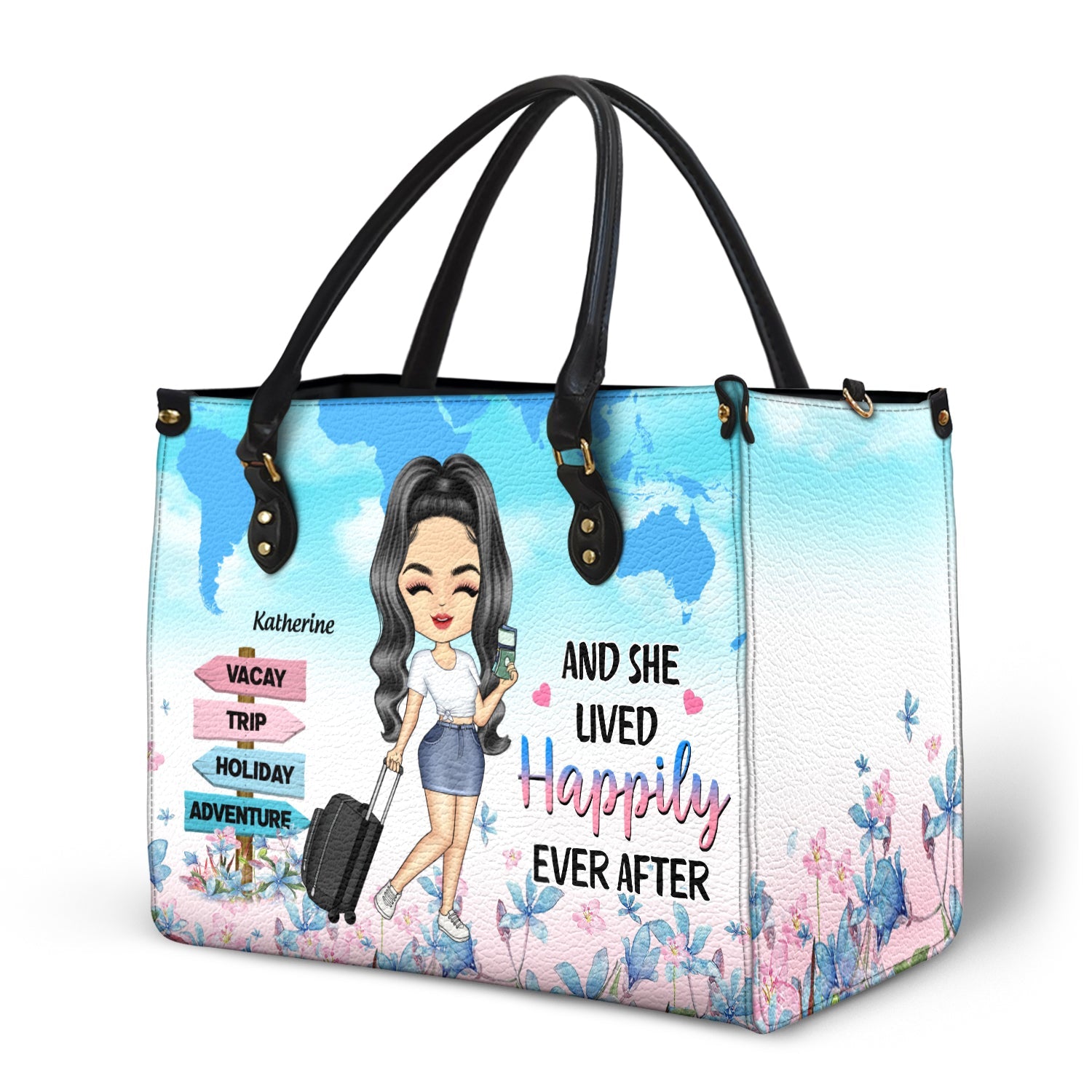 Just A Girl Who Loves Traveling - Gift For Travel Lovers - Personalized Leather Bag - Image 2