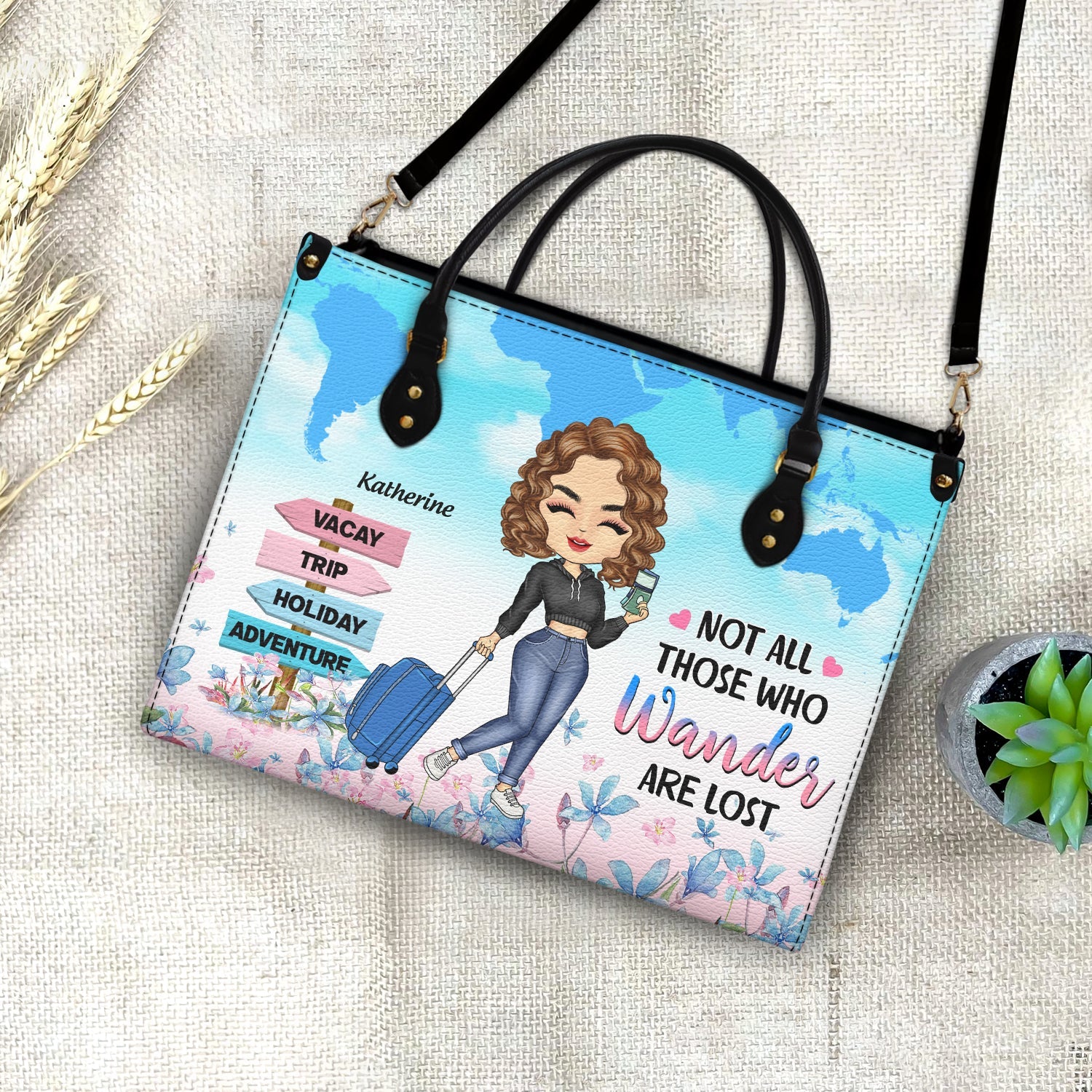 Just A Girl Who Loves Traveling - Gift For Travel Lovers - Personalized Leather Bag - Image 4