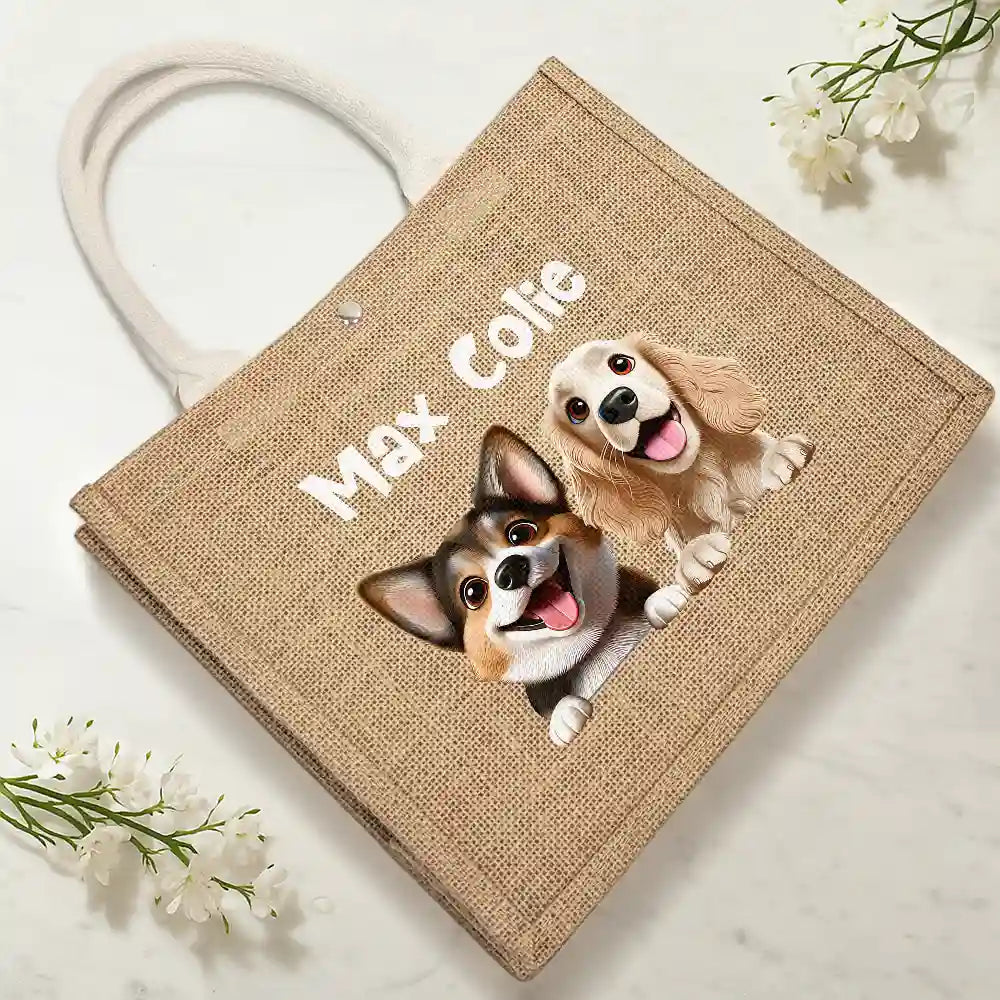 Dog Mom Cat Mom - Personalized Jute Beach Bag - Image 4