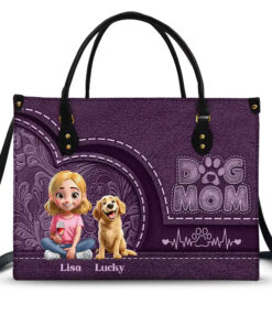Dog Mom Mum 3D Effect - Personalized Leather Bag