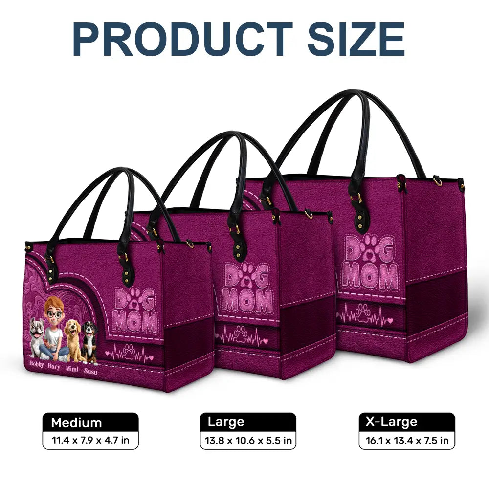 Dog Mom Mum 3D Effect - Personalized Leather Bag - Image 6