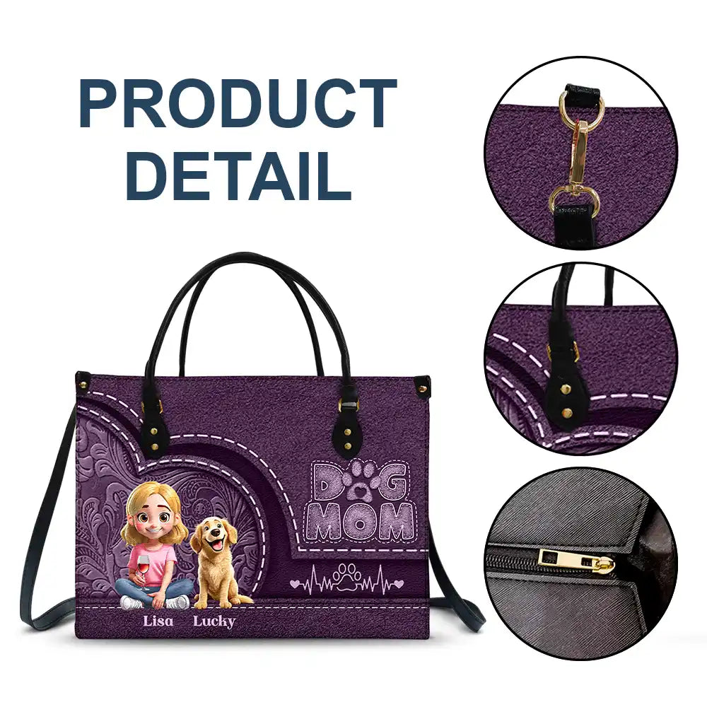 Dog Mom Mum 3D Effect - Personalized Leather Bag - Image 7