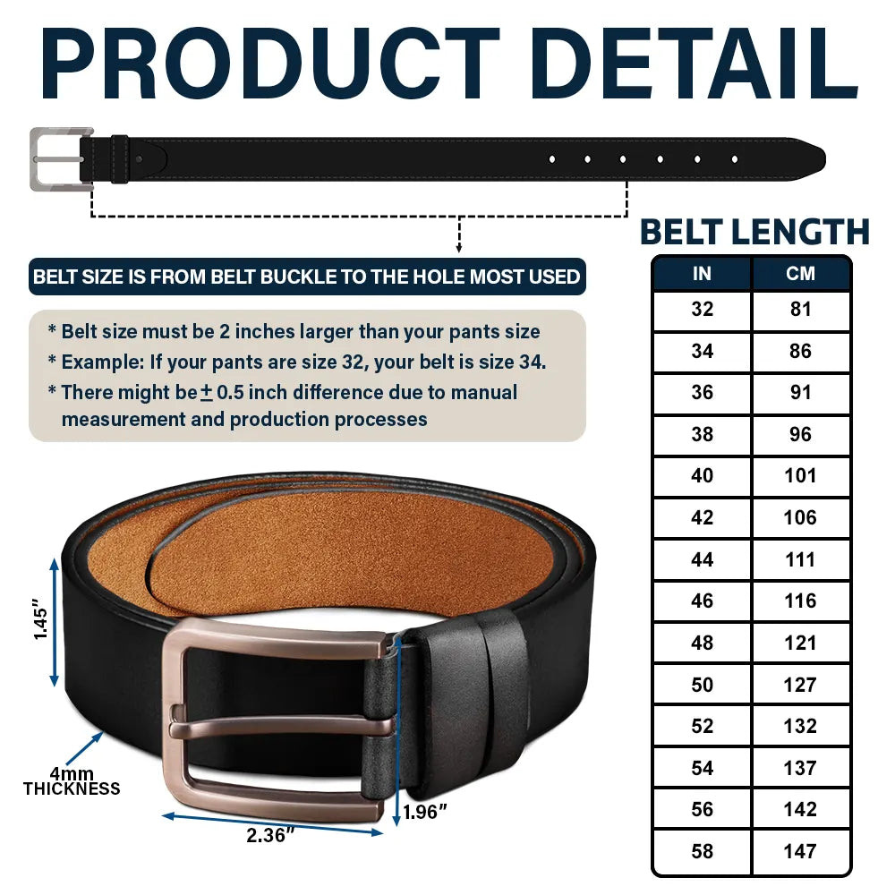 You Wear This Reminds You How Much I Love You - Personalized Engraved Leather Belt - Image 5