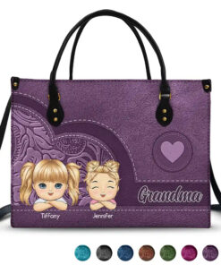 Grandma Mom Aesthetic Pattern - Personalized Leather Bag