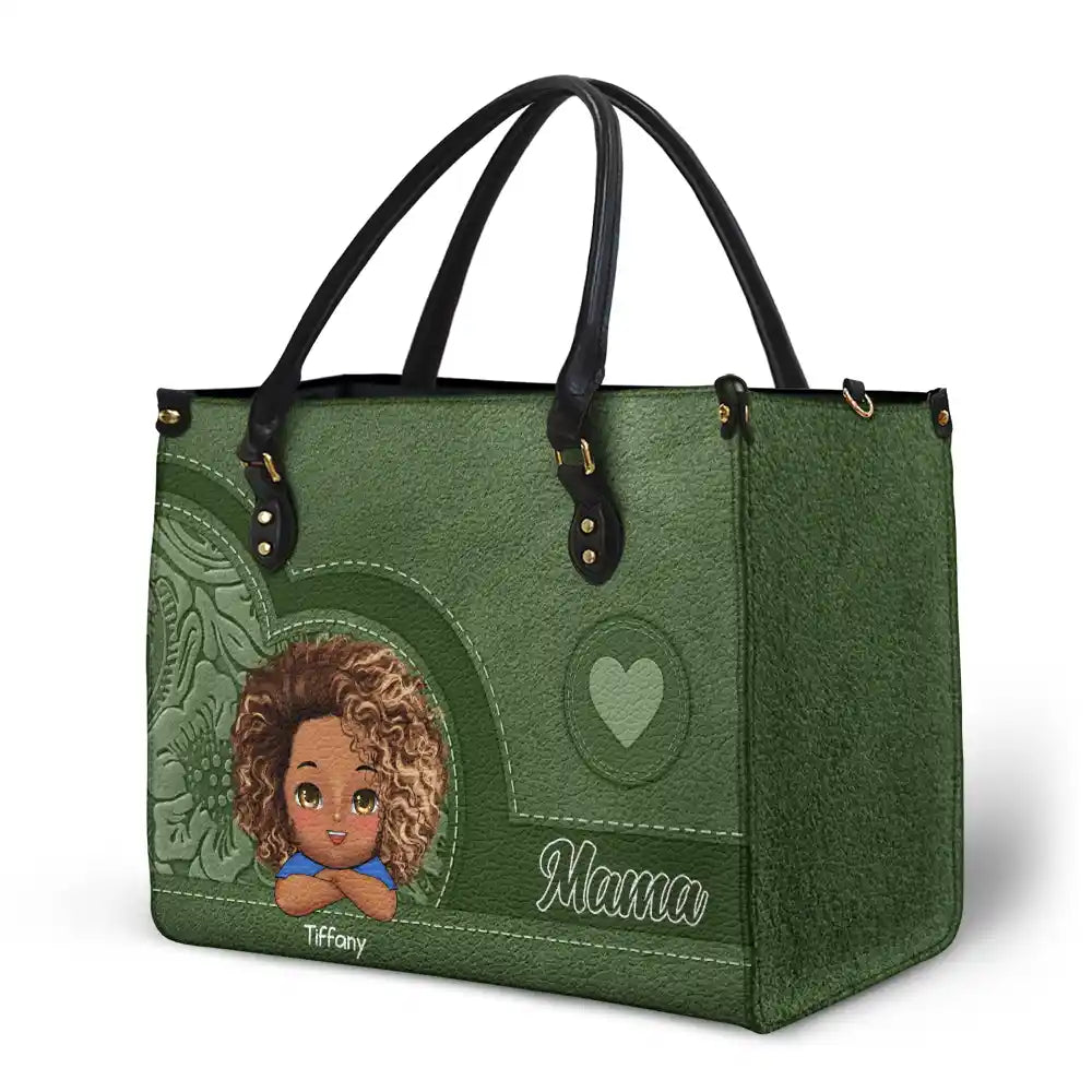 Grandma Mom Aesthetic Pattern - Personalized Leather Bag - Image 2