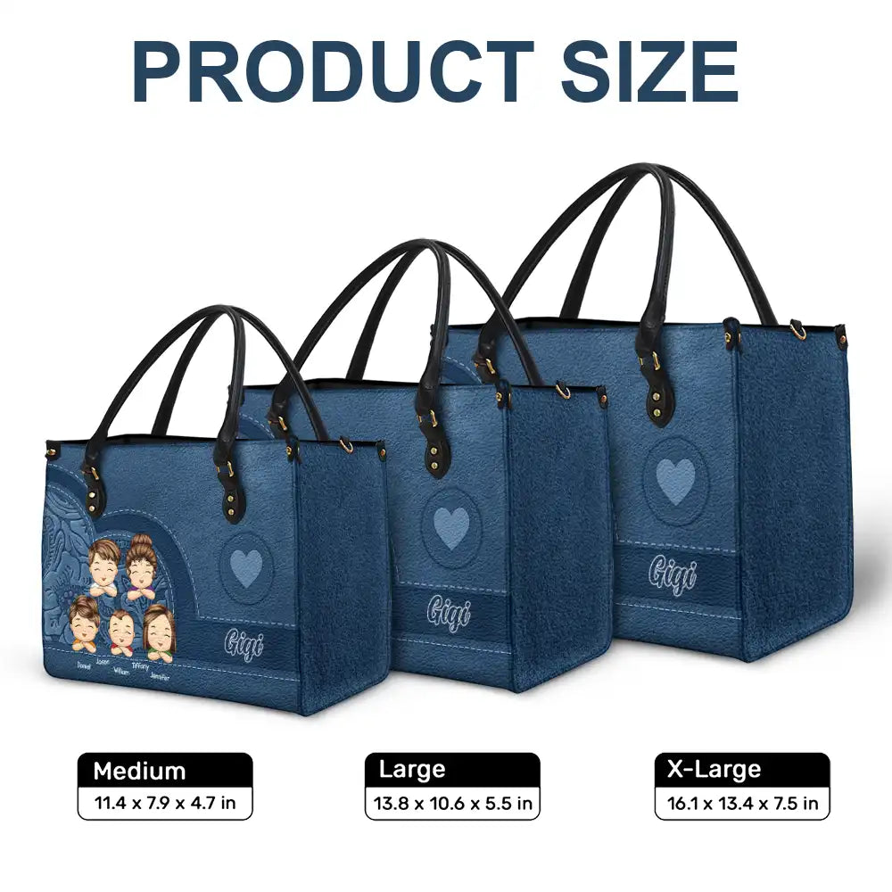 Grandma Mom Aesthetic Pattern - Personalized Leather Bag - Image 6