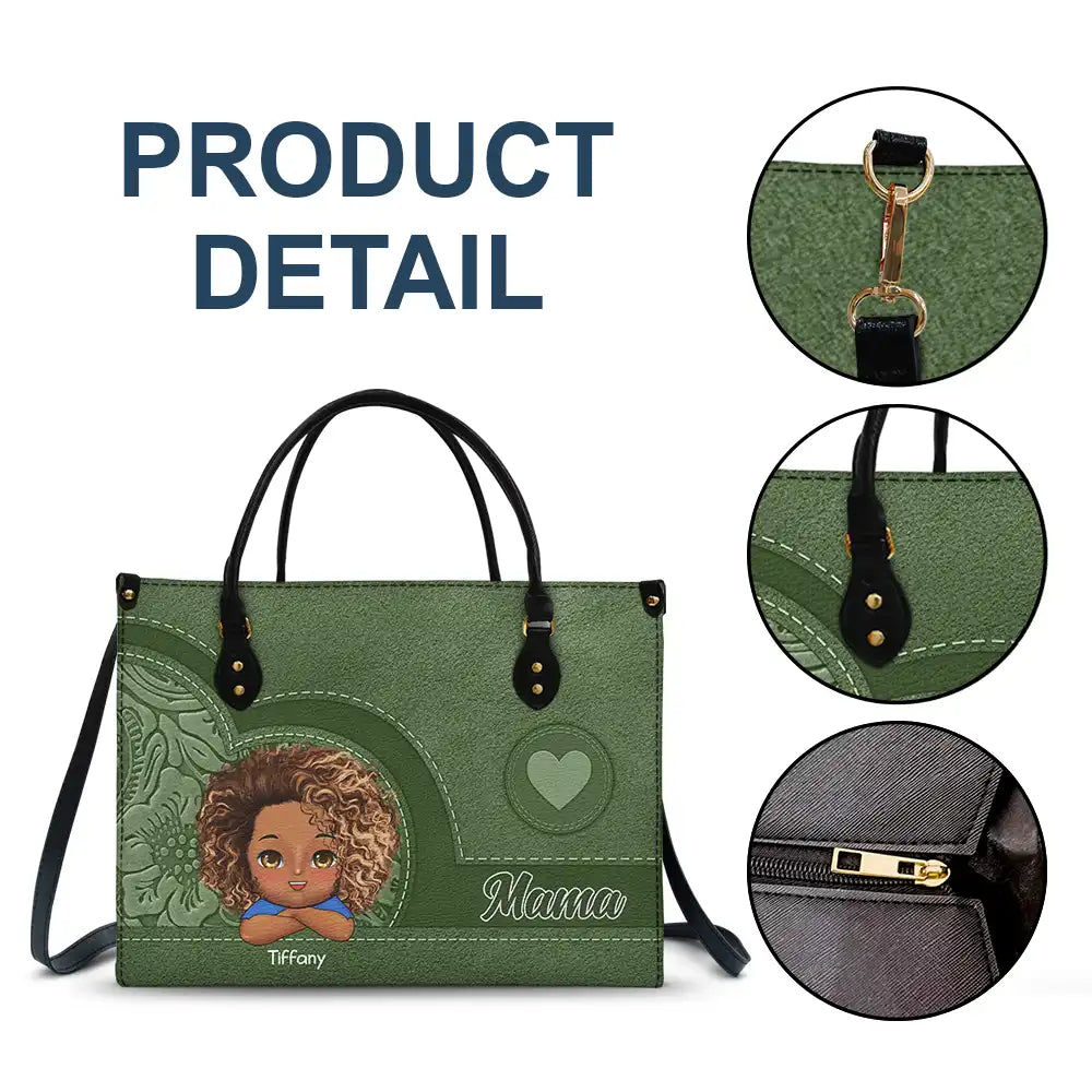 Grandma Mom Aesthetic Pattern - Personalized Leather Bag - Image 7