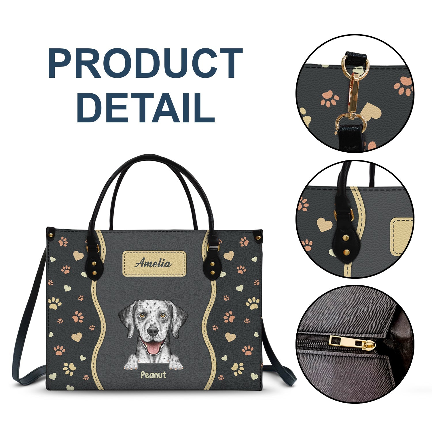Fur Mom With Love - Gift For Pet Lovers, Pet Mom - Personalized Leather Bag - Image 7