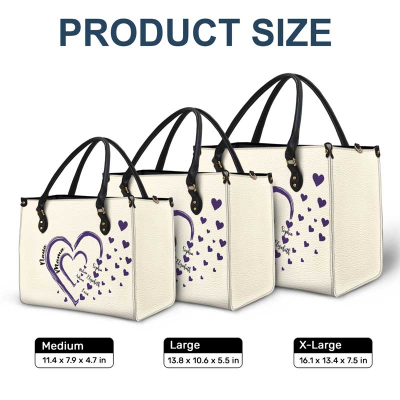 Mom's Grandma's Sweethearts - Gift For Mother, Grandmother - Personalized Leather Bag - Image 5